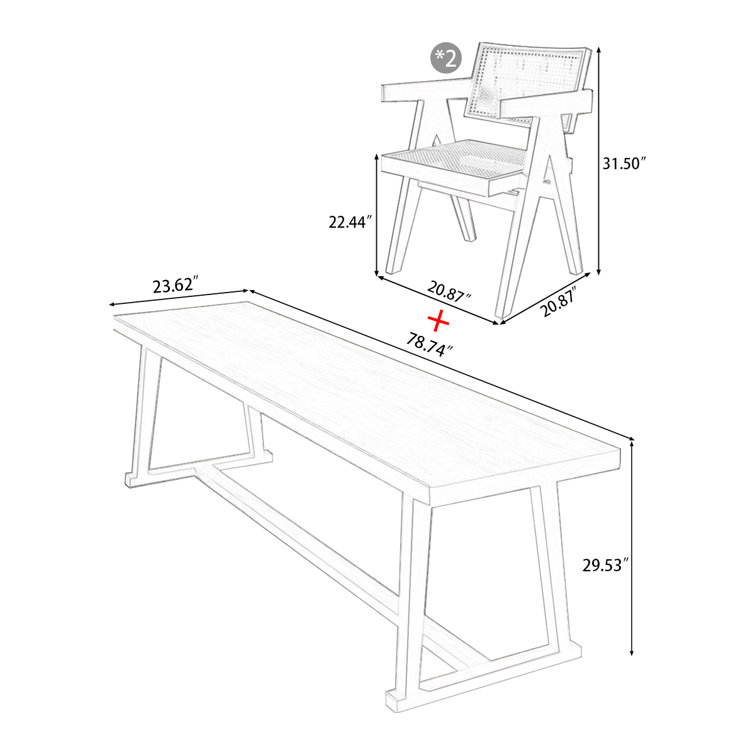 Wildon Home® Delaysia 3 Piece Solid Wood Rectangle Desk And Chair Set